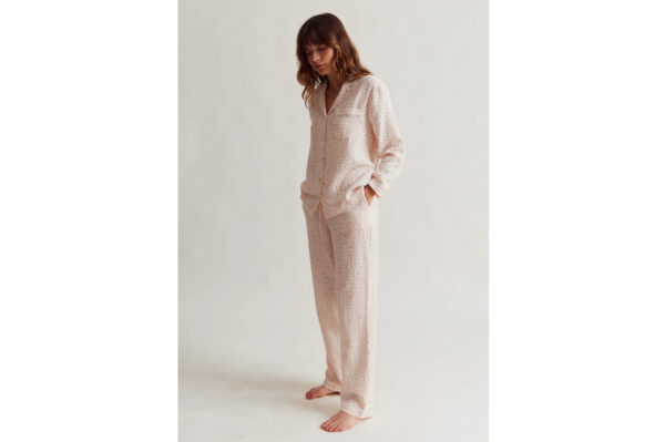 Sleepy Doe womens traditional pyjama set | blush floral muslin