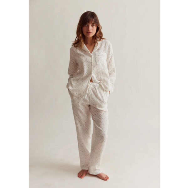 Sleepy Doe womens traditional pyjama set | white floral muslin