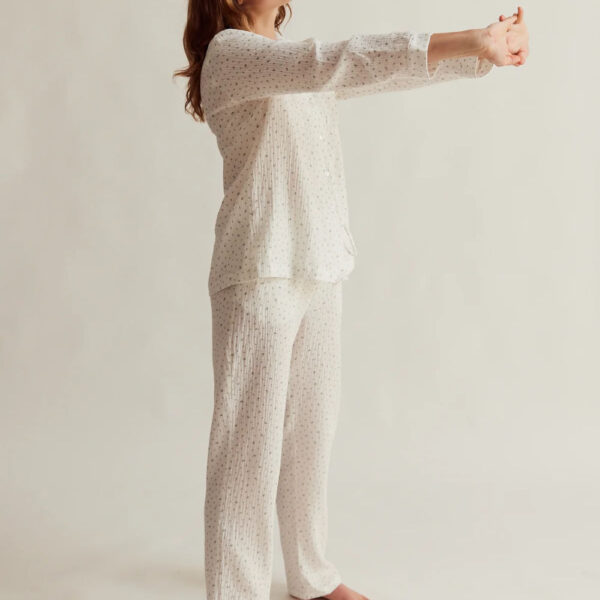 Sleepy Doe womens traditional pyjama set | white floral muslin